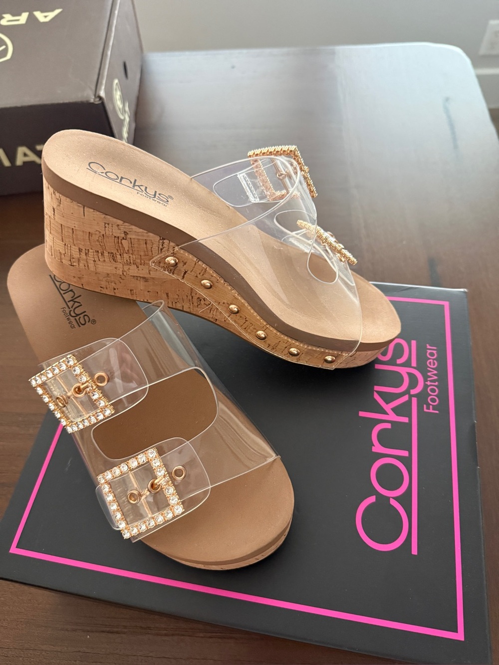 NWT CORKYS CLEAR WEDGE